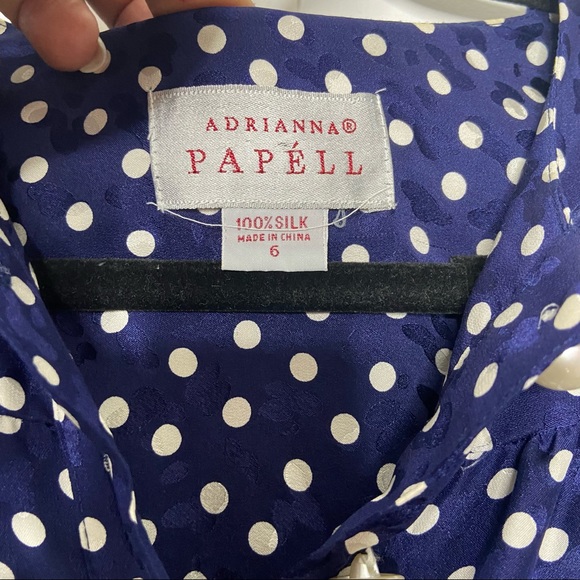 Floral Embossed Silk Polka Dot Secretary Dress - Picture 3 of 5